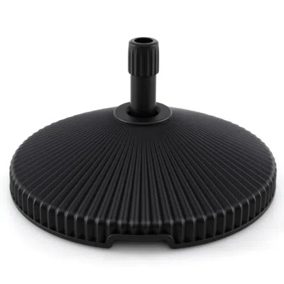 Hivvago Water And Sand Filled Outdoor Umbrella Stand With Shell Texture And 3 Coupler Sizes-black