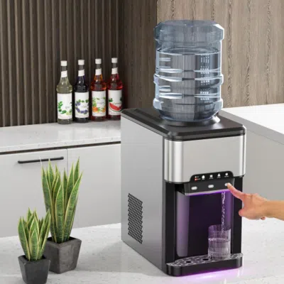 Hivvago Water Cooler Dispenser 3-in-1 With Built-in Ice Maker And 3 Temperature Settings-silver In Metallic