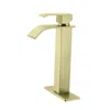 Hivvago Waterfall Spout Bathroom Faucet Single Handle Bathroom Vanity Sink Faucet - Light Gold In Gold
