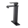 Hivvago Waterfall Spout Bathroom Faucet Single Handle Vanity Sink Faucet In Black
