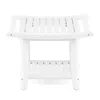 Hivvago Waterproof Bath Stool With Curved Seat And Storage Shelf In White