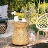 Hivvago Weather Resident Rock End Table With Wood Grain For Living Room