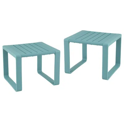 Hivvago Weather Resistant Adirondack Outdoor Side Table Set Of 2 In Blue