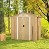 Hivvago Weather Resistant Galvanized Steel Shed With Tilted Roof For Backyard Garden Patio Lawn-natural