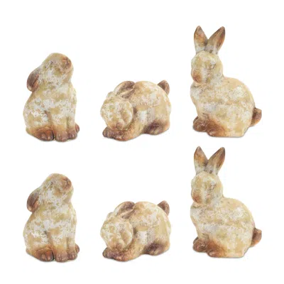 Hivvago Weathered Terra Cotta Rabbit Garden Statue (set Of 6) In Neutral