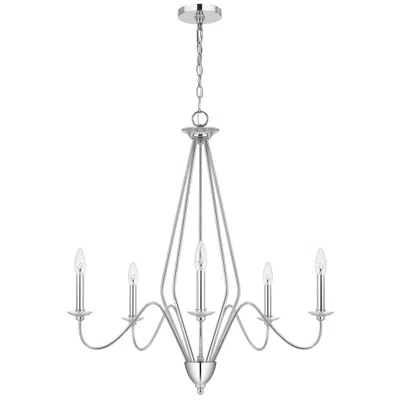 Hivvago Wehy 30 Inch Chandelier W Canopy, Chrome Metal, Candelabra Design In Silver