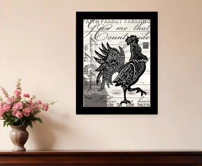 Hivvago Welcome To The Farm Chicken Black Framed Print Wall Art