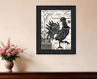 Hivvago Welcome To The Farm Chicken Black Framed Print Wall Art