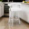 Hivvago Weni 30 Inch Swivel Barstool Chair, Barrel Open Back, White, Steel Frame In White