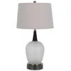 Hivvago Wenu 29 Inch Table Lamp, Accent Frosted Glass Base, White Fabric Shade
