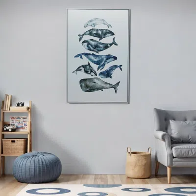 Hivvago Whale Study White Floater Frame Wall Art In Gray