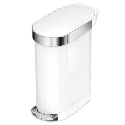Hivvago White 12-gallon Narrow Kitchen Trash Can With Easy Step-on Lid