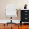 Hivvago White And Black Steel And Faux Leather Adjustable Swivel Rolling Office Chair In White