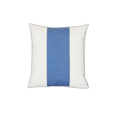 Hivvago White And Blue Centered Strap Throw Pillow In Multi