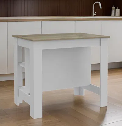 Hivvago White And Brown 41" Kitchen Island With Storage