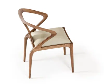 Hivvago White And Brown Upholstered Faux Leather Curved Back Dining Arm Chair