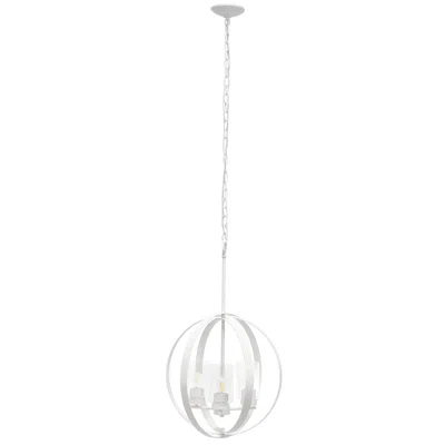 Hivvago White And Clear Sphere Three Light Iron Ceiling Light With Clear Shades