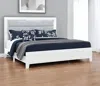 Hivvago White And Light Gray Ribbed Texture Wood And Upholstery Lighted Full Bed Frame In Gray