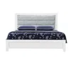 Hivvago White And Light Gray Ribbed Texture Wood And Upholstery Lighted Queen Bed Frame In White