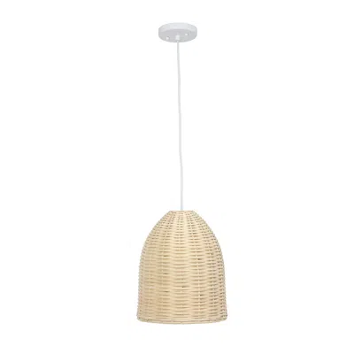 Hivvago White And Natural Simple Rattan Ceiling Light With Natural Shades