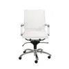 Hivvago White And Silver Adjustable Swivel Faux Leather Rolling Conference Office Chair In White