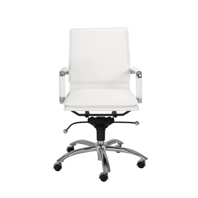 Hivvago White And Silver Adjustable Swivel Faux Leather Rolling Conference Office Chair