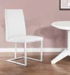 Hivvago White And Silver Upholstered Faux Leather Dining Side Chair In White