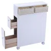 Hivvago White Bathroom Storage Floor Cabinet With Baskets And Casters In White