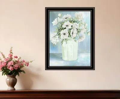 Hivvago White Blooms Black Double Groove Framed Print Wall Art In Multi