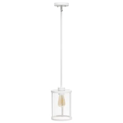 Hivvago White Cylinder Iron Ceiling Light With White Shades
