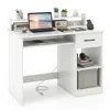 Hivvago White Desk With Charging Station And Adjustable Shelf For Home Office