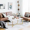 Hivvago White Faux Marble Coffee Table With Gold Finished Metal Frame
