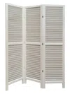 Hivvago White Finish Wood Shutter 3 Panel Room Divider Screen In White