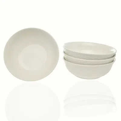 Hivvago White Four Piece Round Weave Stoneware Service For Four Bowl Set