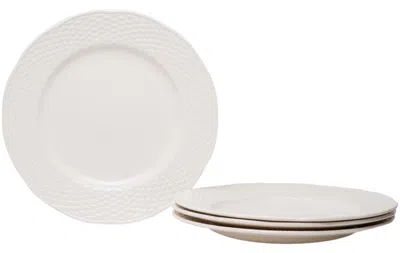 Hivvago White Four Piece Weave Stoneware Service For Four Dinner Plate Set