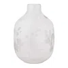 Hivvago White Frosted Glass Vase With Floral Etching In White