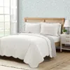 Hivvago White Grey Scalloped Edge Reversible Thin Light Quilt Set