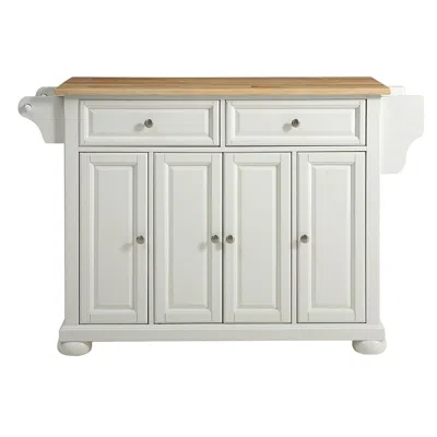 Hivvago White Kitchen Island Storage Cabinet With Solid Wood Top