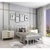 Hivvago White Metal Bed Frame With Slatted Rounded Corners Headboard And Footboard