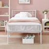 Hivvago White Metal Platform Bed Frame With Headboard And Footboard In White