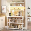 Hivvago White Modern Industrial Kitchen Baker's Rack With Multi-color Led Lights In White
