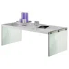 Hivvago White Modern Rectangular Coffee Table With Tempered Glass Legs