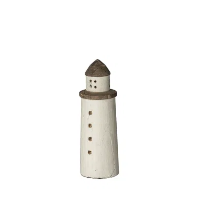 Hivvago White Petite Rustic Wooden Lighthouse