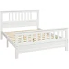 Hivvago White Pine Wood Slatted Platform Headboard Footboard Full Size Bed In White