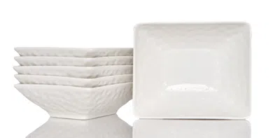 Hivvago White Six Piece Pebbled Porcelain Service For Six Bowl Set