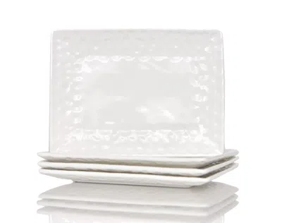 Hivvago White Six Piece Rectangle Pebbled Porcelain Service For Six Dinner Plate Set