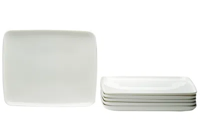 Hivvago White Six Piece Rectangle Porcelain Service For Six Dinner Plate Set