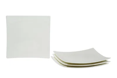 Hivvago White Six Piece Square Bone China Service For Six Dinner Plate Set