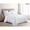 Hivvago White Stone Washed Ruffled Edge Microfiber Comforter Set In White
