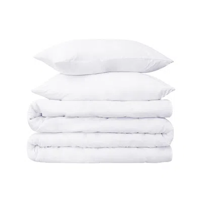 Hivvago White Twin Cotton Blend 650 Thread Count Washable Duvet Cover Set